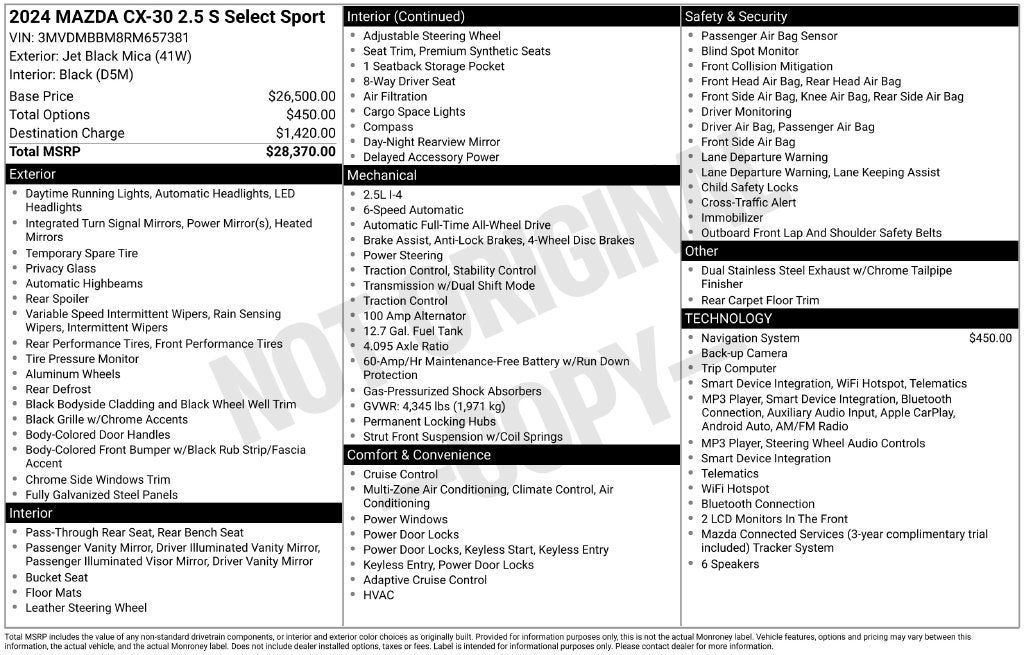 2024 Mazda Mazda CX-30 2.5 S Select Sport
