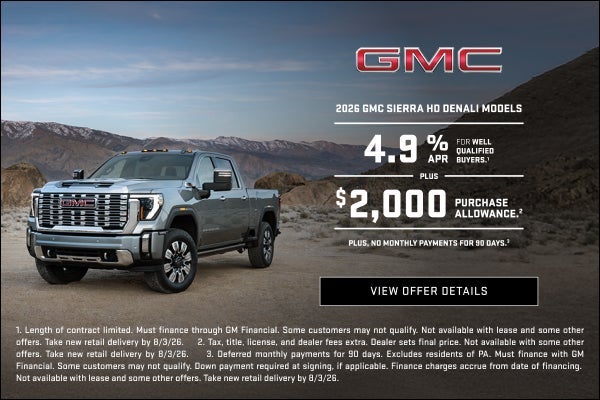4.9% APR Plus $2,000 Purchase Allowance on 2026 Sierra HD Mo