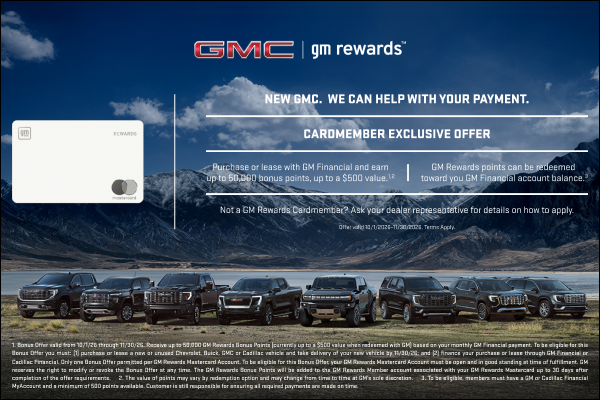 Purchase or lease with GM Financial and earn up to 50,000 bo