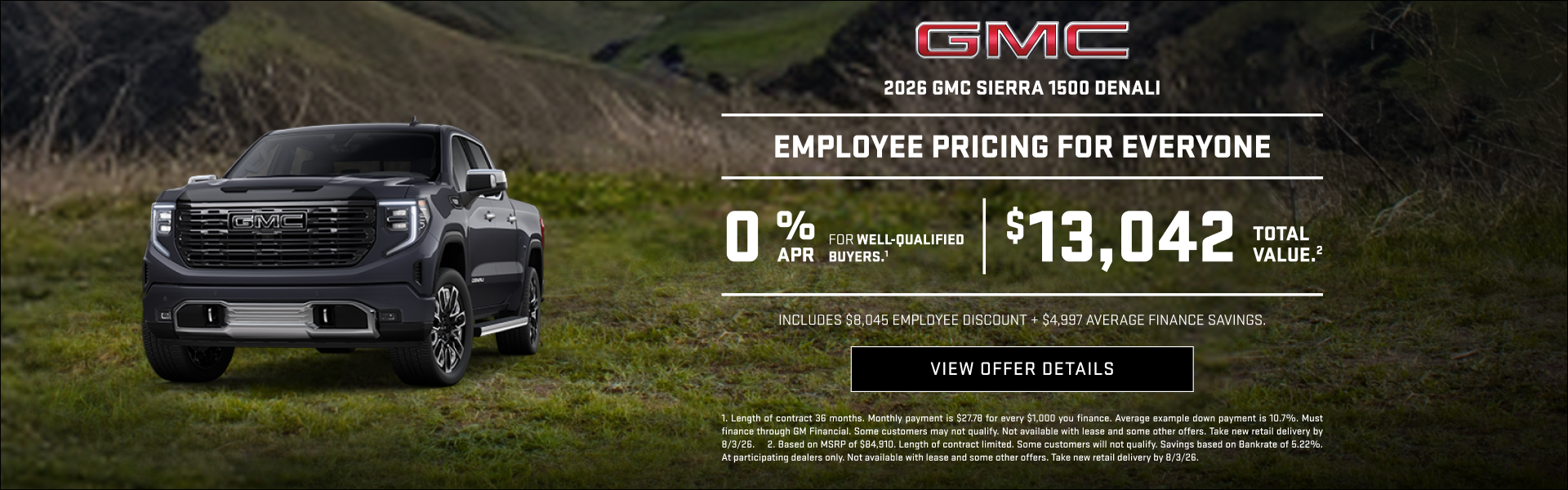 Employee Pricing for Everyone on Select 2026 GMC Sierra